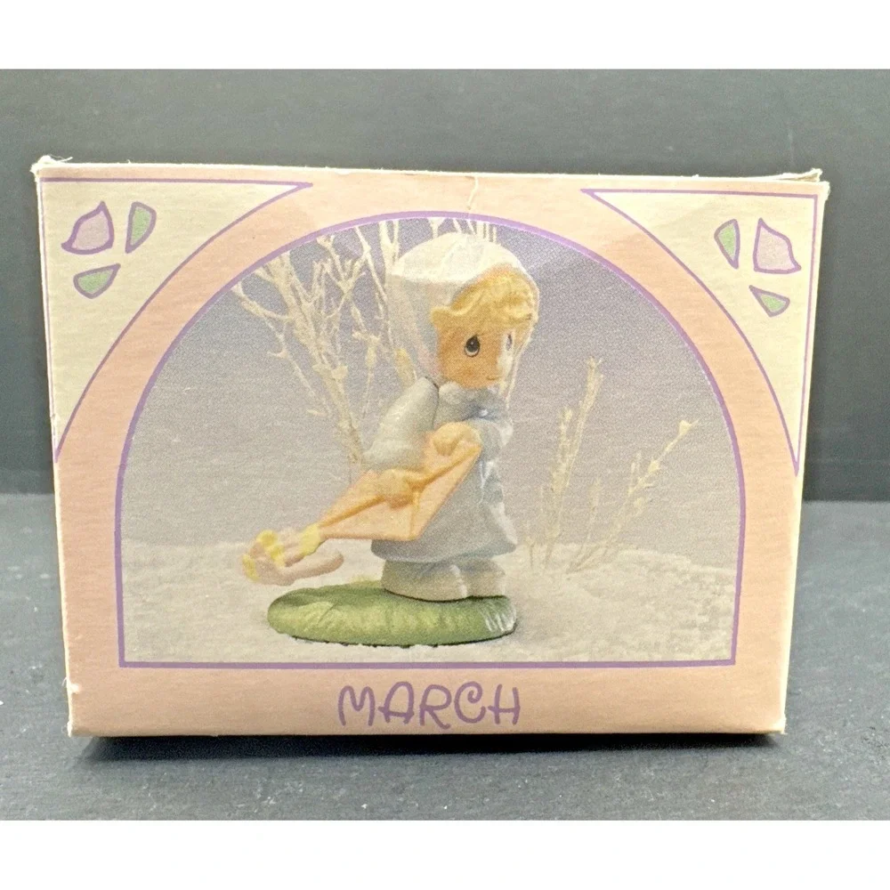 Precious Moments March Miniature Monthly Figurine Girl & Kite with Box, New